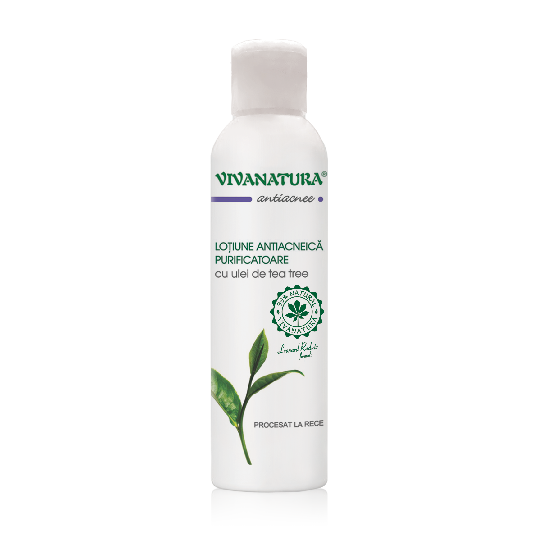 10_Lotiune-antiacneica_tub_150ml.png Loțiune Antiacneică Purificatoare cu Ulei de Tea-Tree 150 ml – Leonard Radutz Formula – VivaNatura