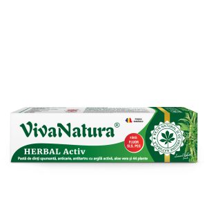 Herbal Activ - pasta de dinti naturala 99,5% cu argila activa, aloe vera si 44 plante, 80 ml - Leonard Radutz formula - VivaNatura