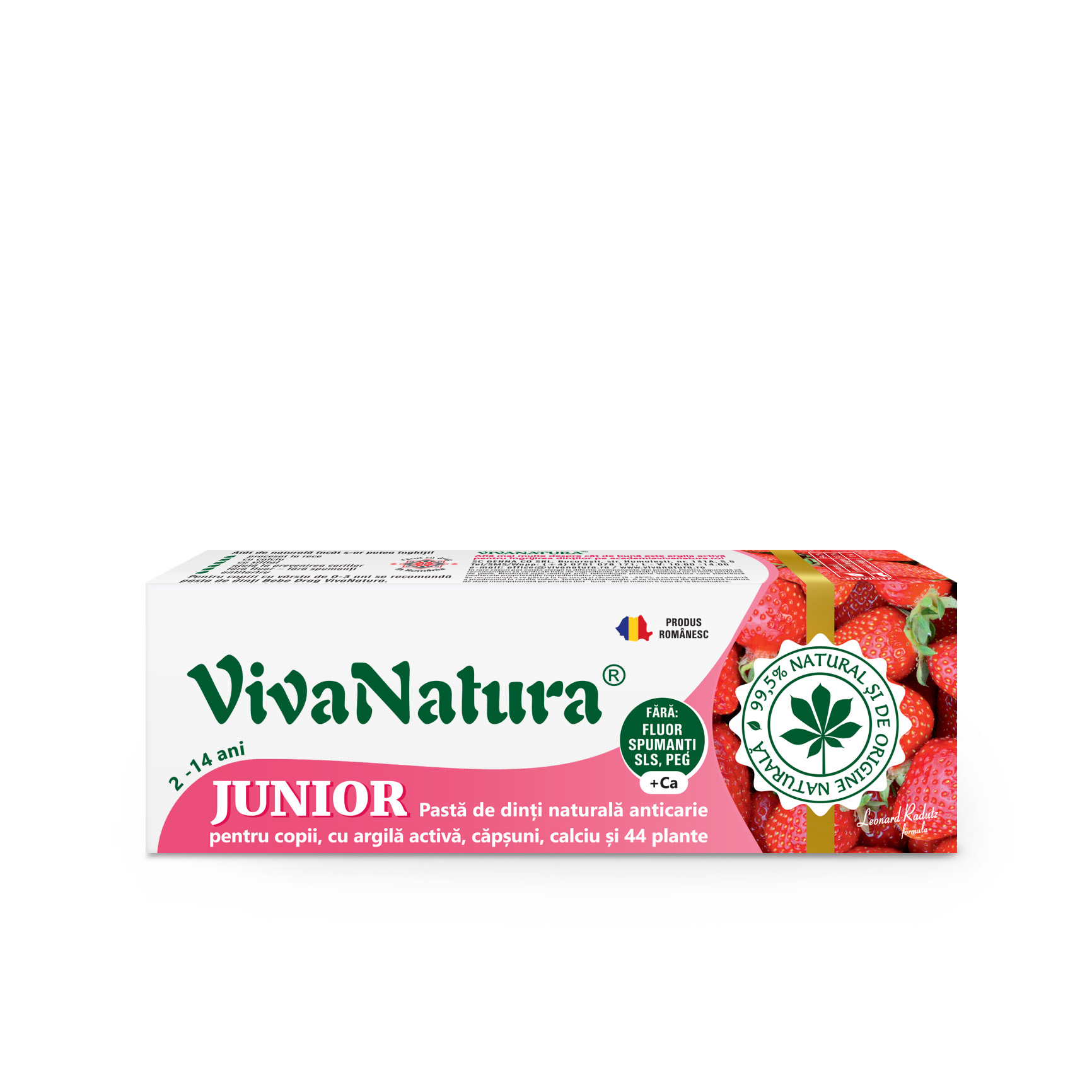 Cutie_VN_Junior-capsuni_50-ml_300dpi.jpg Junior Capsuni – pasta de dinti naturală pentru copii cu argila activa, capsuni, calciu si 44 plante, fara fluor, 50 ml – Leonard Radutz formula – Viv