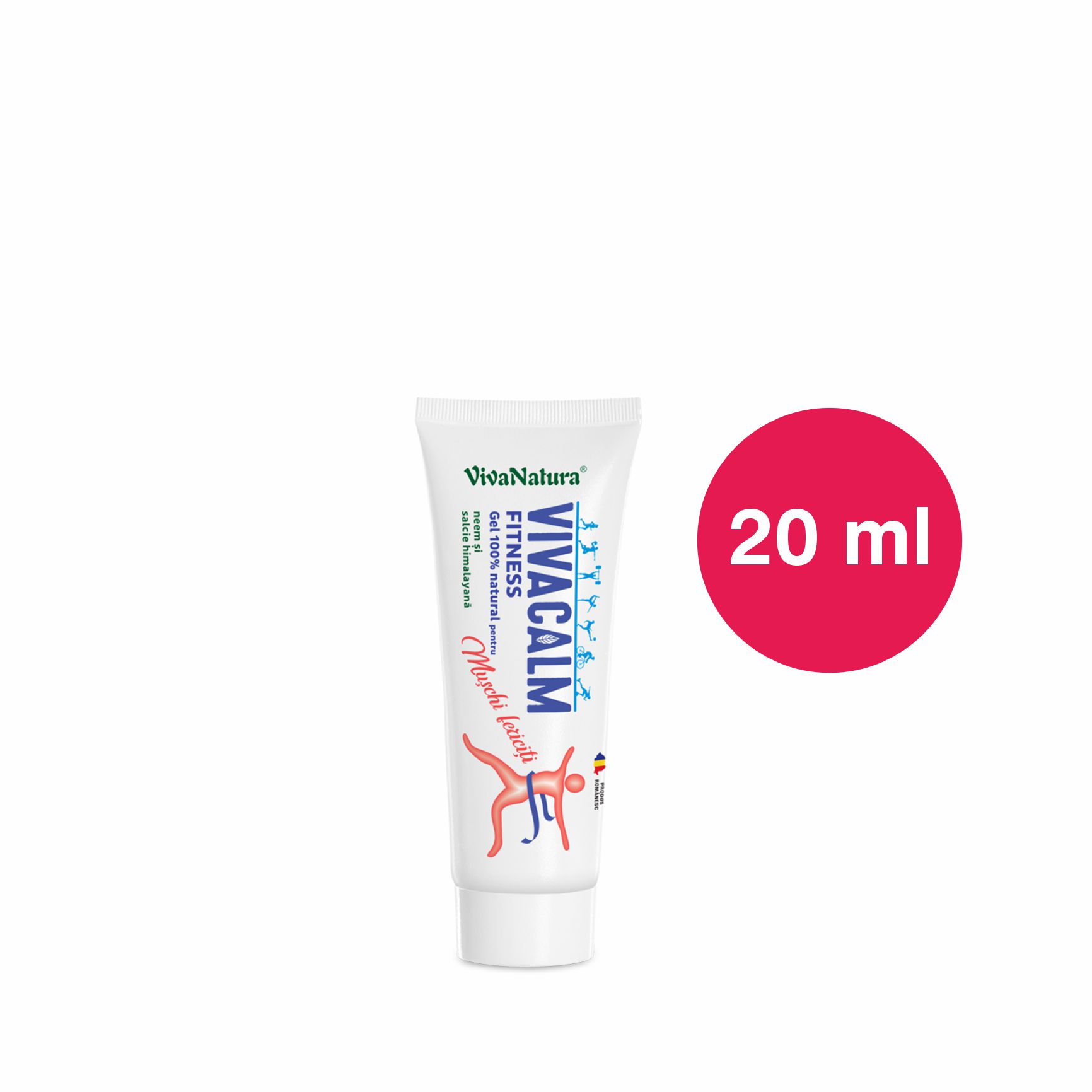 VivaCalm_20ml-tub-bulina-20ml.jpg VivaCalm Fitness - Gel 100% natural pentru mușchi fericiți 20 ml – Leonard Radutz Formula – VivaNatura