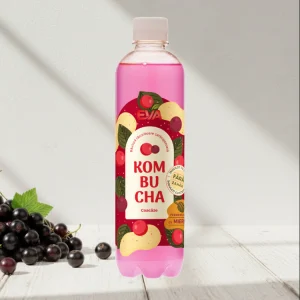 Acasa Băutură Kombucha cu Coacăze EVA, 500ml Fermentată natural cu Miere, Fără Zahăr Adăugat