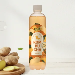 Acasa Băutură Kombucha cu Ghimbir EVA, 500ml – Fermentată cu Miere, Fără Zahăr Adăugat