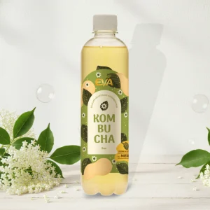 Acasa Băutură Kombucha cu Soc EVA, 500ml – Fermentată cu Miere, Fără Zahăr Adăugat